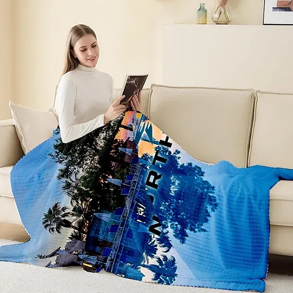 88" x 104" 440GSM Sherpa microfiber blanket.... from ASI 62660 Innovation Line