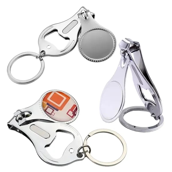 Round shaped nail clipper with keychain and bottle opener with full... from ASI 37218 Athena Promo (tm)