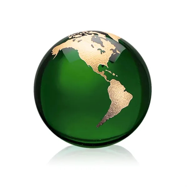 Optical crystal emerald globe award with etched continents.... from ASI 84592 St Regis Group / St Regis