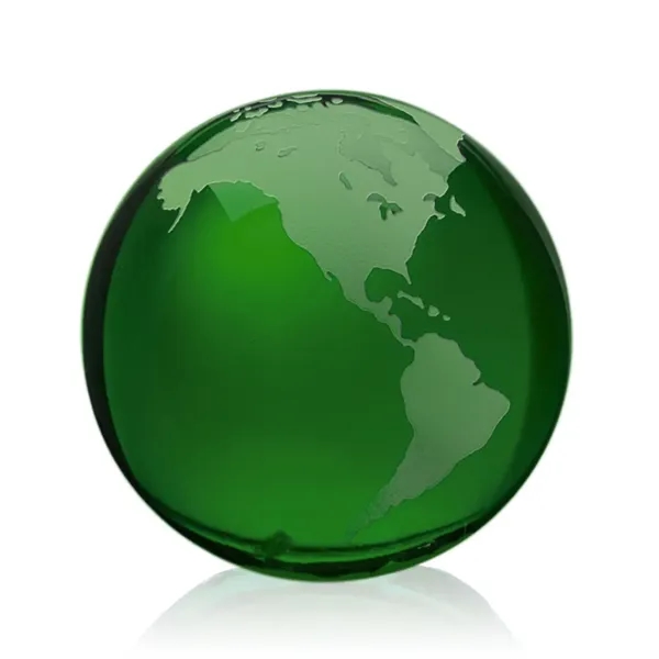 Optical crystal emerald globe award with etched continents.... from ASI 84592 St Regis Group / St Regis