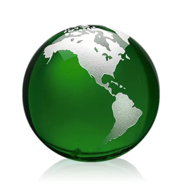 Optical crystal emerald globe award with etched continents.... from ASI 84592 St Regis Group / St Regis