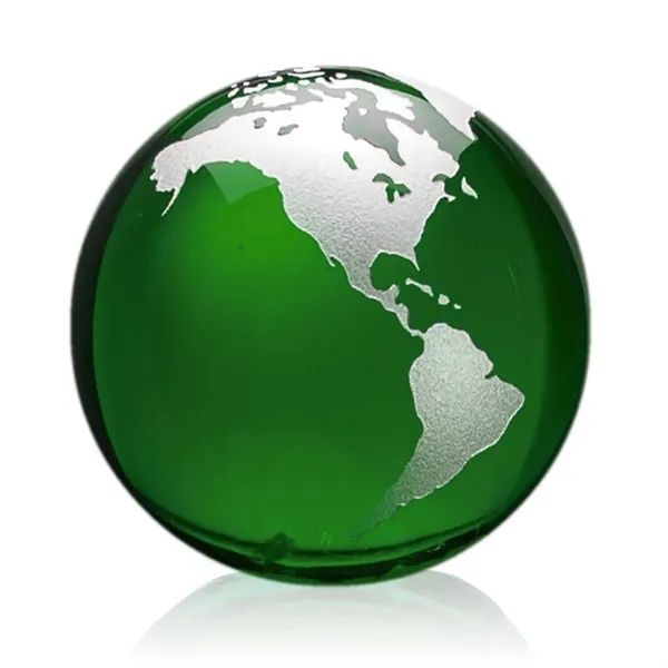 Optical crystal emerald globe award with etched continents.... from ASI 84592 St Regis Group / St Regis