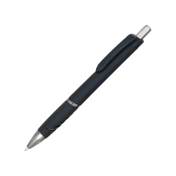 Plastic Pen -colored metallic barrel- with black clip and soft feel... from ASI 44368 ZZ DROPPED -Cedar Crest Manufacturing / Cedar Crest