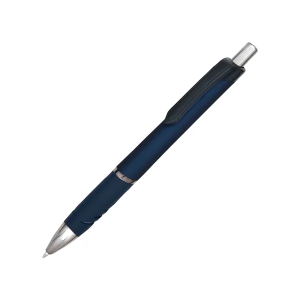 Plastic Pen -colored metallic barrel- with black clip and soft feel... from ASI 44368 ZZ DROPPED -Cedar Crest Manufacturing / Cedar Crest