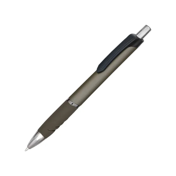 Plastic Pen -colored metallic barrel- with black clip and soft feel... from ASI 44368 ZZ DROPPED -Cedar Crest Manufacturing / Cedar Crest