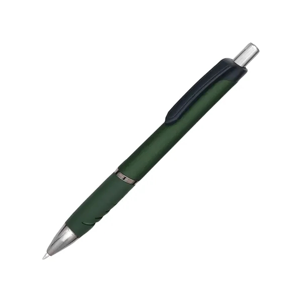 Plastic Pen -colored metallic barrel- with black clip and soft feel... from ASI 44368 ZZ DROPPED -Cedar Crest Manufacturing / Cedar Crest