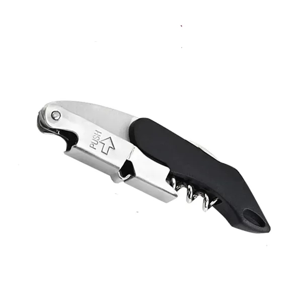Foldable multi-function corkscrew wine bottle opener with beer bottle opener and... from ASI 37218 Athena Promo (tm)