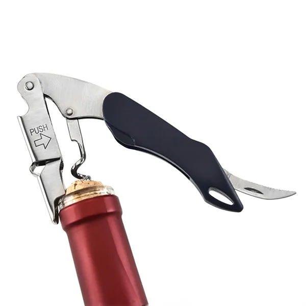 Foldable multi-function corkscrew wine bottle opener with beer bottle opener and... from ASI 37218 Athena Promo (tm)