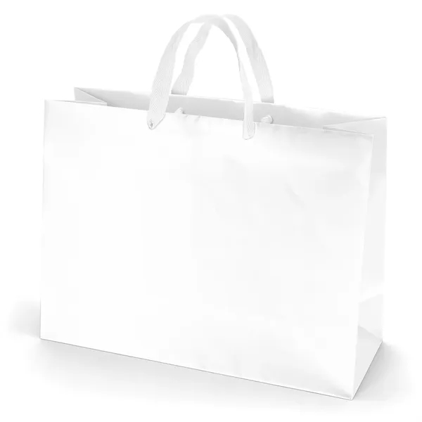 Premium-weight matte-laminated bag with woven handles and fold-over top.... from ASI 37940 Bag Makers Inc