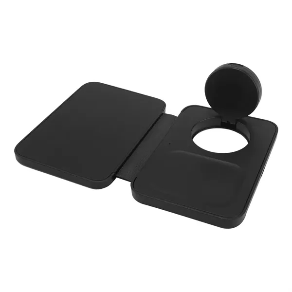 An ultra-compact 3-in-1 wireless charger designed to charge a phone, earbuds,... from ASI 90154 Sunjoy Group Inc