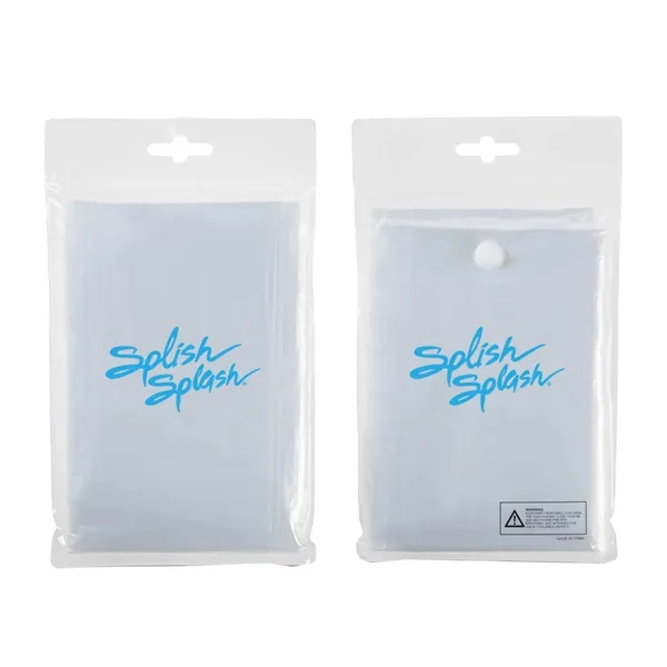 Disposable rain poncho with hood and clear pouch.... from ASI 63549 Jornik Manufacturing Corp