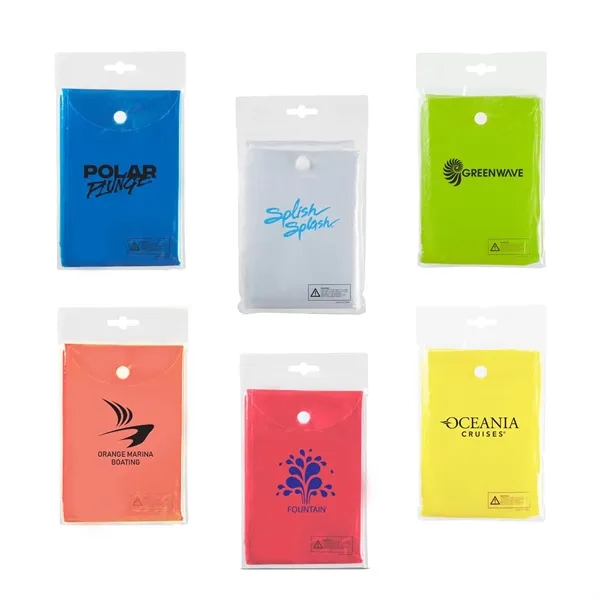 Disposable rain poncho with hood and clear pouch.... from ASI 63549 Jornik Manufacturing Corp