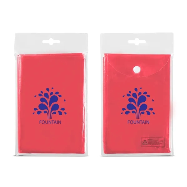 Disposable rain poncho with hood and clear pouch.... from ASI 63549 Jornik Manufacturing Corp