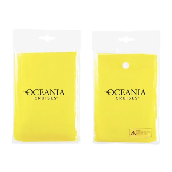 Disposable rain poncho with hood and clear pouch.... from ASI 63549 Jornik Manufacturing Corp