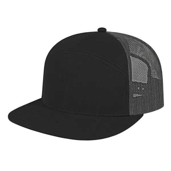 Medium profile seven panel structured cap with classic flat bill visor... from ASI 43792 Cap America Inc