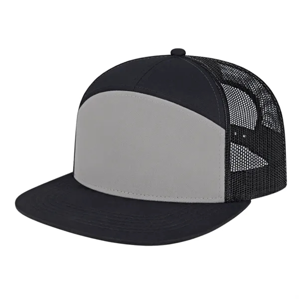 Medium profile seven panel structured cap with classic flat bill visor... from ASI 43792 Cap America Inc