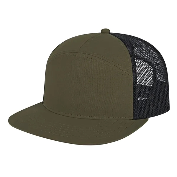 Medium profile seven panel structured cap with classic flat bill visor... from ASI 43792 Cap America Inc