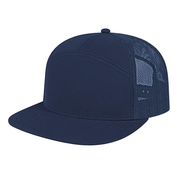 Medium profile seven panel structured cap with classic flat bill visor... from ASI 43792 Cap America Inc