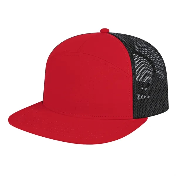 Medium profile seven panel structured cap with classic flat bill visor... from ASI 43792 Cap America Inc