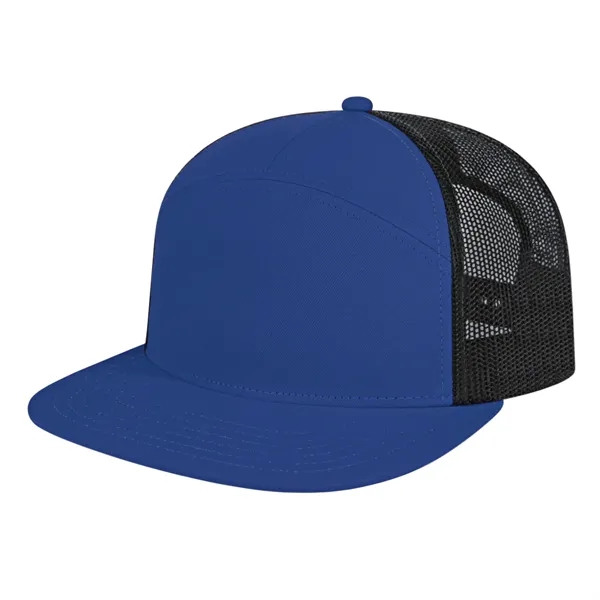 Medium profile seven panel structured cap with classic flat bill visor... from ASI 43792 Cap America Inc