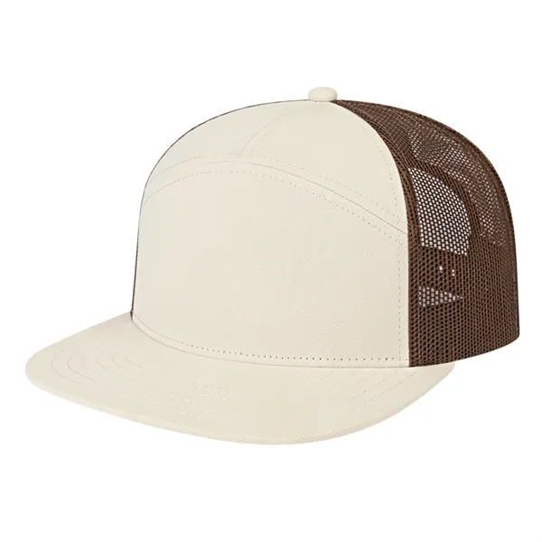 Medium profile seven panel structured cap with classic flat bill visor... from ASI 43792 Cap America Inc