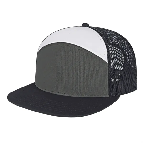 Medium profile seven panel structured cap with classic flat bill visor... from ASI 43792 Cap America Inc