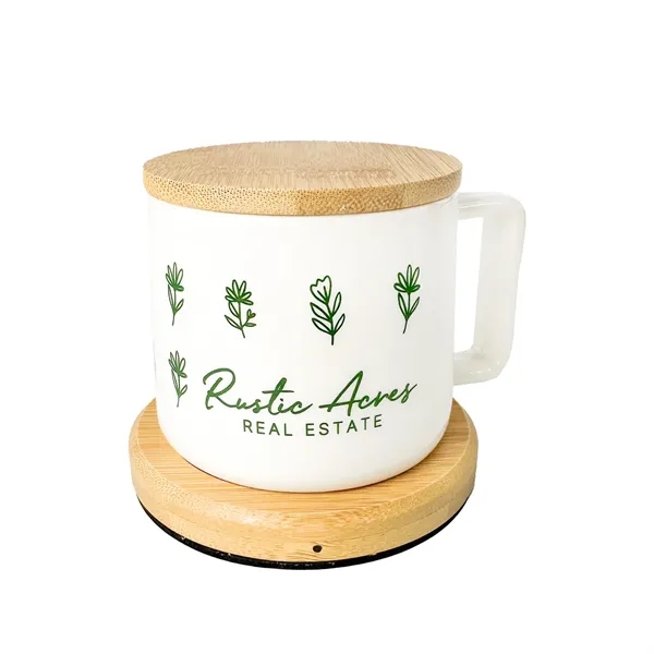 Keep drinks warm with this bamboo mug warmer and ceramic mug;... from ASI 92980 WOV-IN® / Universal Strap/Wov-In Line