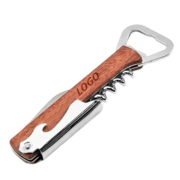 Multi-function wooden corkscrew bar tool opener with imprint... from ASI 37218 Athena Promo (tm)