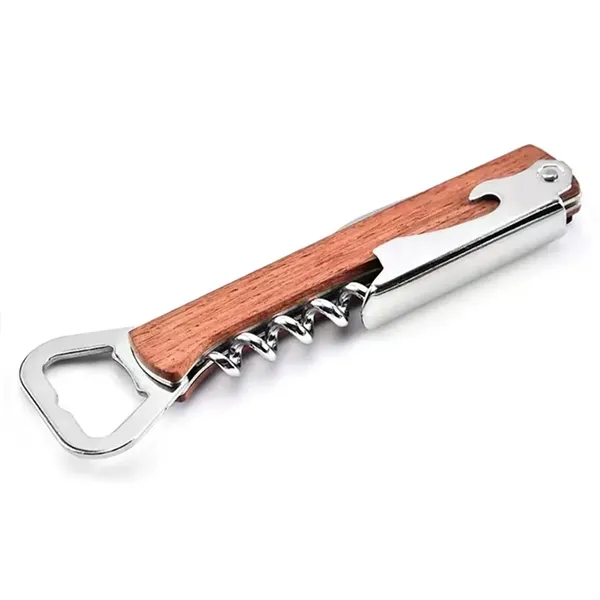 Multi-function wooden corkscrew bar tool opener with imprint... from ASI 37218 Athena Promo (tm)