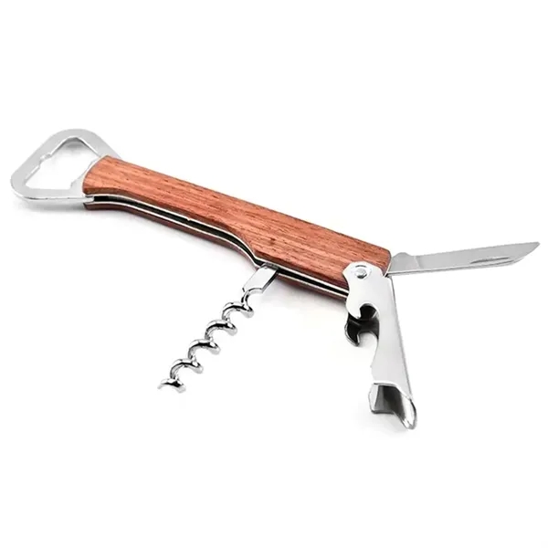 Multi-function wooden corkscrew bar tool opener with imprint... from ASI 37218 Athena Promo (tm)