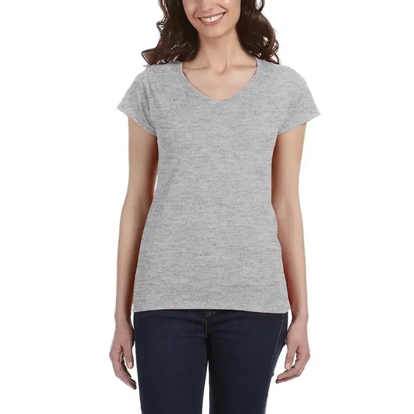 Ladies 100% preshrunk cotton V-neck t-shirt plus 1 color silkscreen imprint... from ASI 37218 Athena Promo (tm)