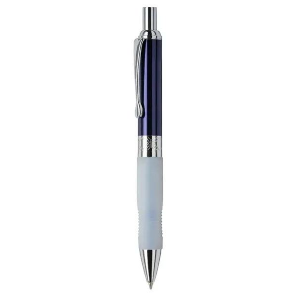 Click action ballpoint pen with colorful metallic cap and frosted rubber... from ASI 31517 Admart Products / Admart Line