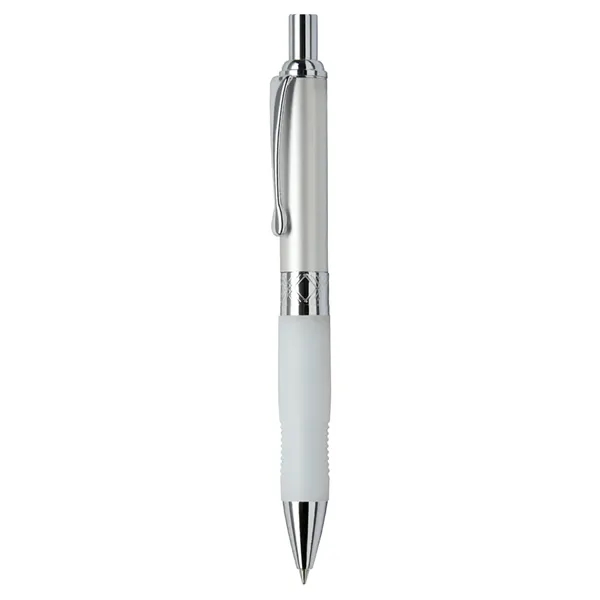 Click action ballpoint pen with colorful metallic cap and frosted rubber... from ASI 31517 Admart Products / Admart Line