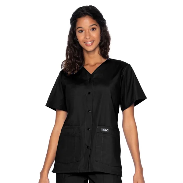 Landau Essentials Snap Front V-Neck Tunic... from ASI 86018 Scrub Authority / Uniform Stores