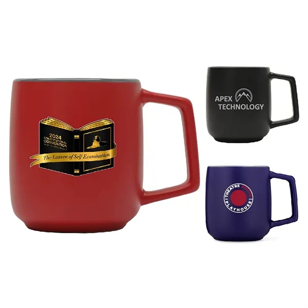 16 Oz. sturdy ceramic mug features matted color exterior with gray... from ASI 39820 Opusline (Benmex) / Opus Line