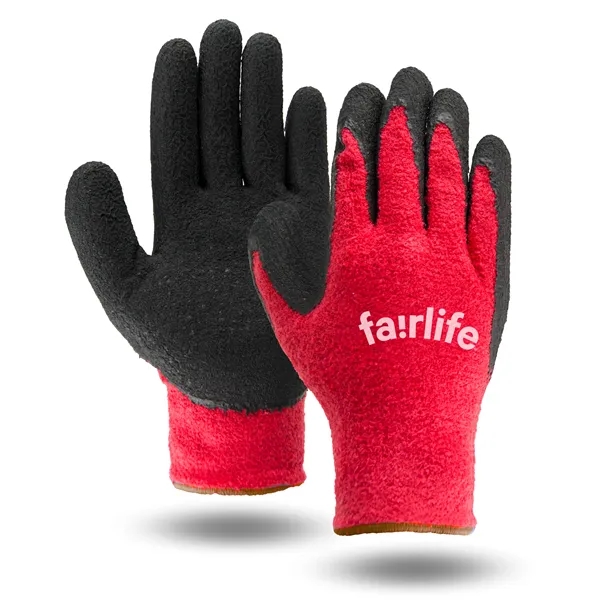 Red terry cloth palm dipped gloves, cut, puncture and abrasion-resistant black... from ASI 62192 Illinois Glove Co / Honest Abe®