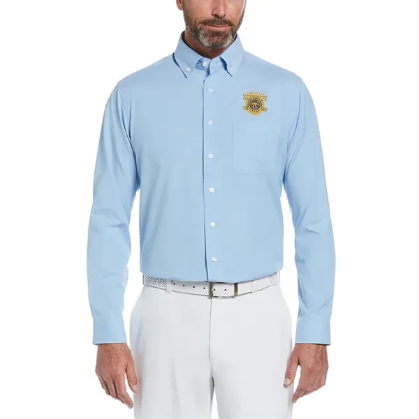 Unisex heathered woven shirt with 8-button front and left chest pocket.... from ASI 39552 BEL Promo