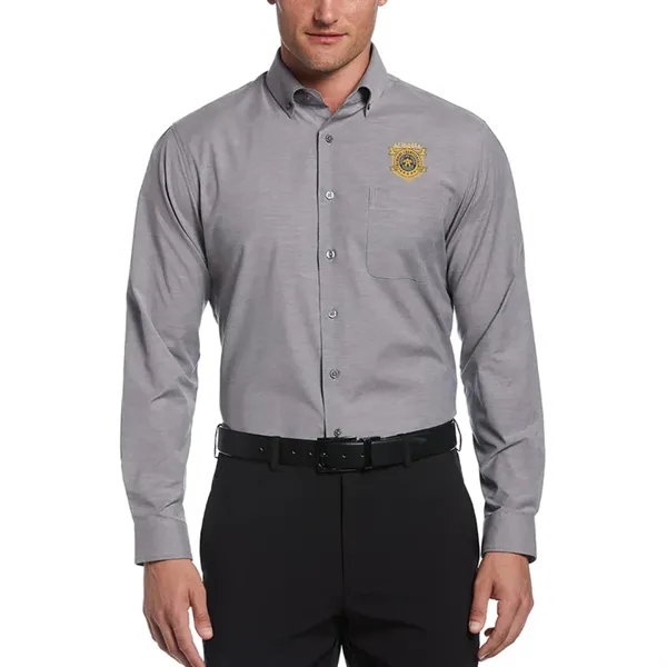 Unisex heathered woven shirt with 8-button front and left chest pocket.... from ASI 39552 BEL Promo