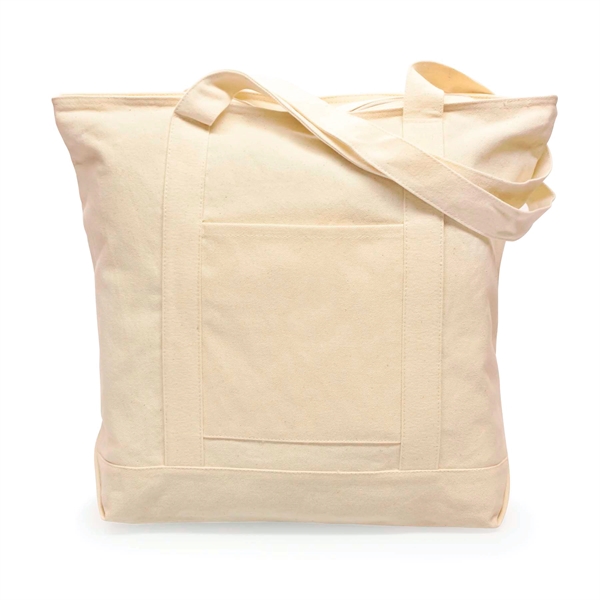 Eco-friendly cotton tote bag features open front pocket and full zippered... from ASI 30112 ACE Products / Ace Line