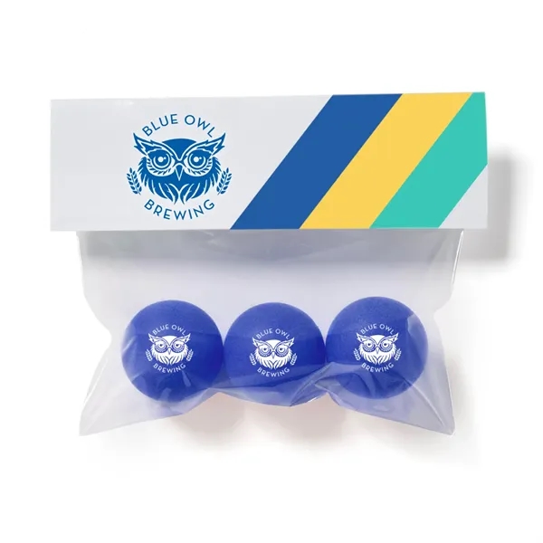 Three pack of packaged ping pong balls with full color header... from ASI 63549 Jornik Manufacturing Corp