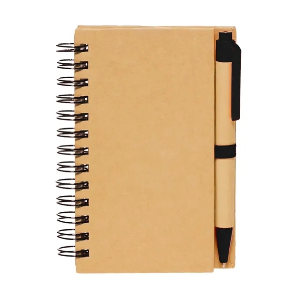 Recycled spiral notebook with pen plus 1 color silkscreen imprint on... from ASI 37218 Athena Promo (tm)