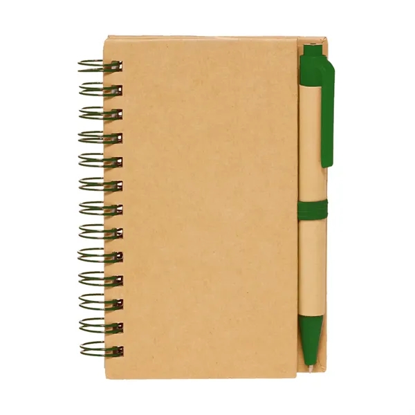 Recycled spiral notebook with pen plus 1 color silkscreen imprint on... from ASI 37218 Athena Promo (tm)