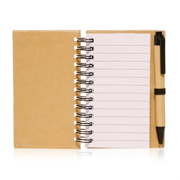 Recycled spiral notebook with pen plus 1 color silkscreen imprint on... from ASI 37218 Athena Promo (tm)