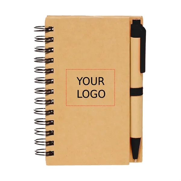 Recycled spiral notebook with pen plus 1 color silkscreen imprint on... from ASI 37218 Athena Promo (tm)