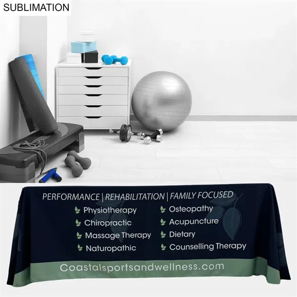 Full-color sublimation printed table throw for 6' table with closed back.... from ASI 53509 FIEL-Fairdeal Import & Export / FIEL