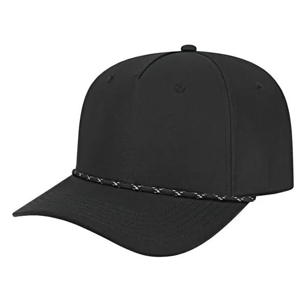 Medium profile five panel structured cap with a modified flat visor... from ASI 43792 Cap America Inc