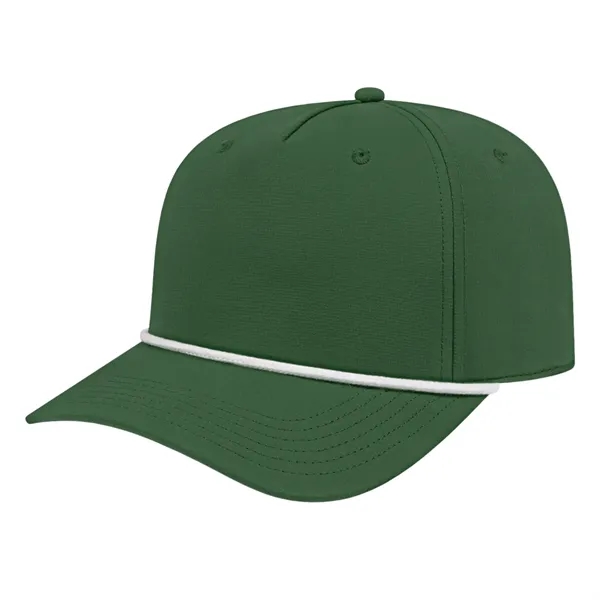 Medium profile five panel structured cap with a modified flat visor... from ASI 43792 Cap America Inc