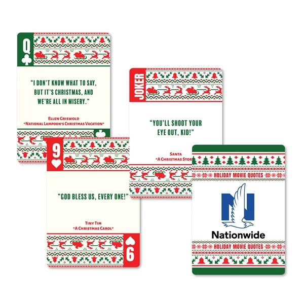 Playing cards with famous holiday movie quotes on each card face.... from ASI 56080 Playing Cards On Demand