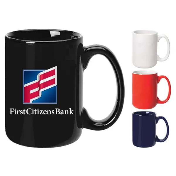 15 oz. ceramic mug with C-shaped handle and silkscreen imprint.... from ASI 39820 Opusline (Benmex) / Opus Line