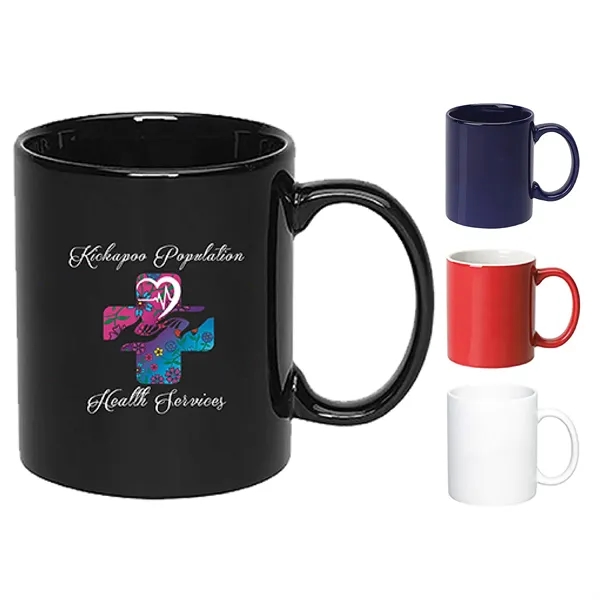 11 ounce colored ceramic mug with C-shaped handle in assorted colors.... from ASI 39820 Opusline (Benmex) / Opus Line